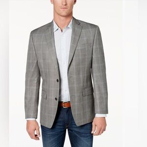 Michael Kors Men's Classic-Fit Grey Plaid Sport Coat